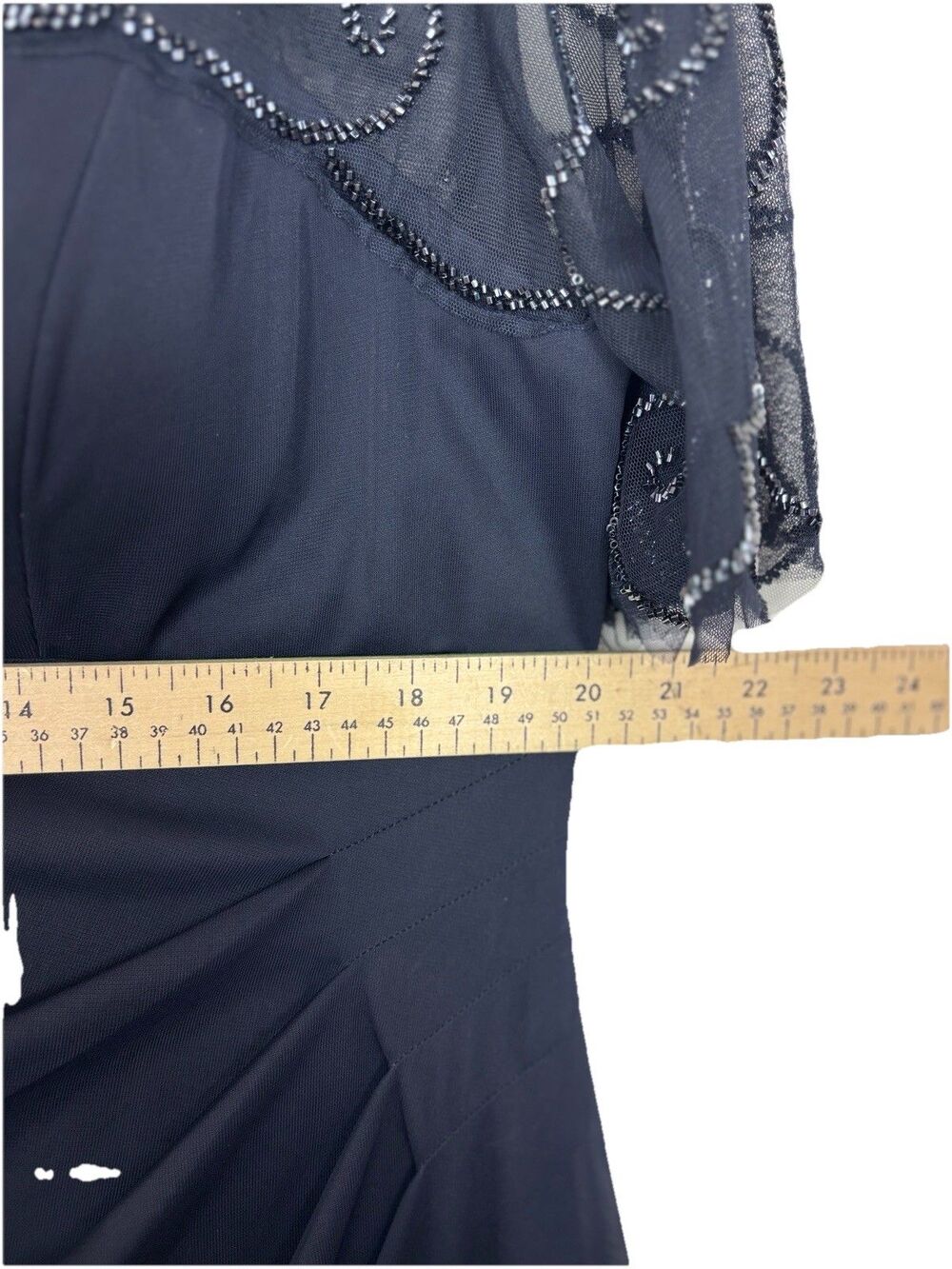 Xscape Plus Size 16W Long Formal Dress Beaded Sequin Illusion Neck Gown Evening - Picture 8 of 13